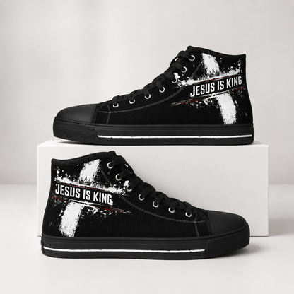 Jesus Is King Cross Men's Black Sole Canvas Shoes