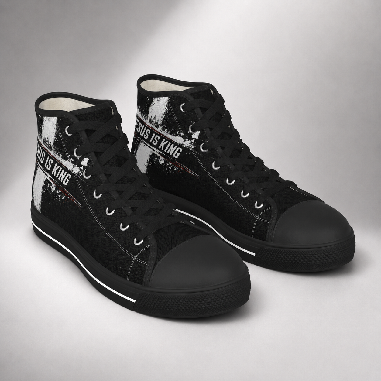 Jesus Is King Cross Men's Black Sole Canvas Shoes