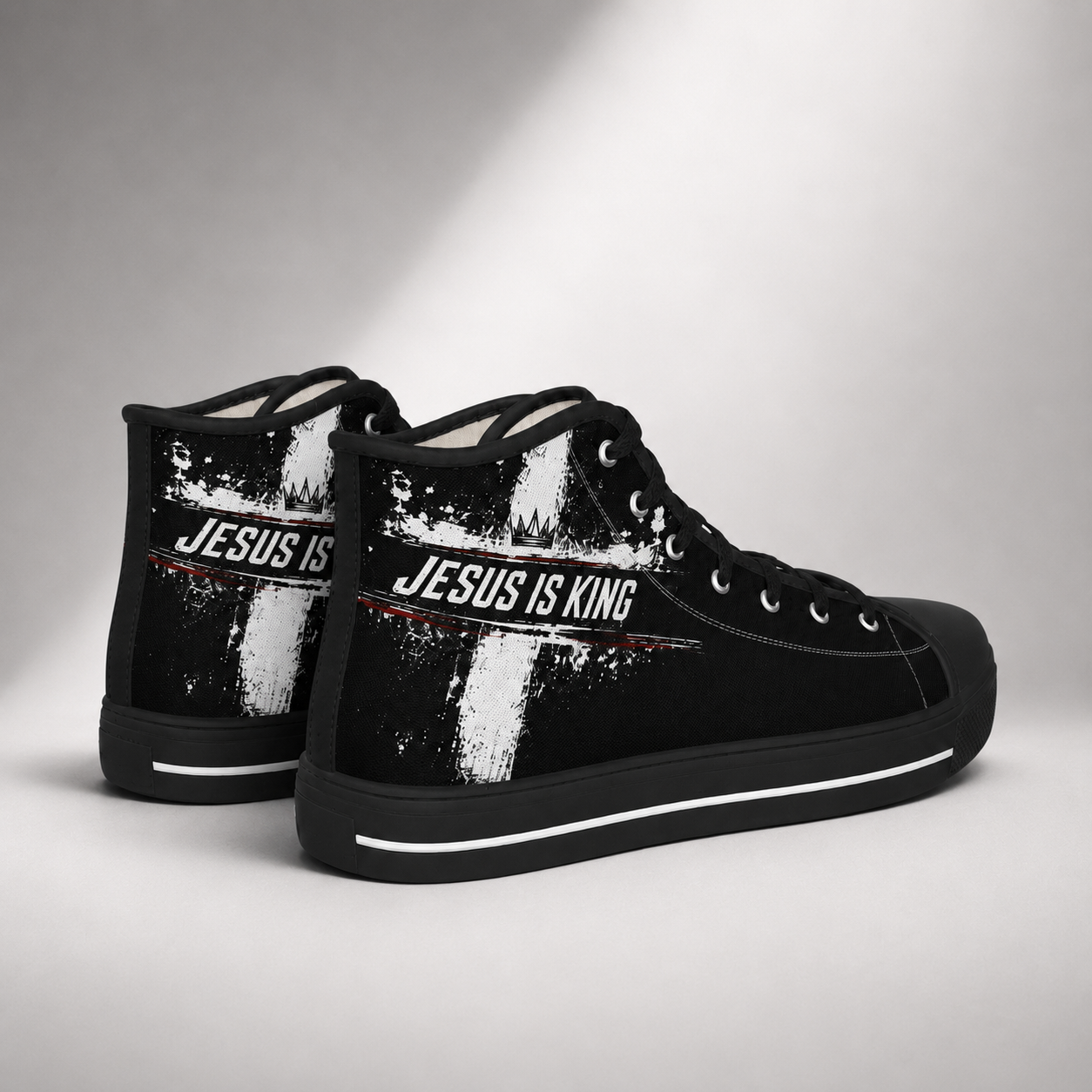 Jesus Is King Cross Men's Black Sole Canvas Shoes