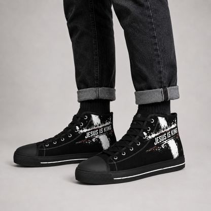 Jesus Is King Cross Men's Black Sole Canvas Shoes