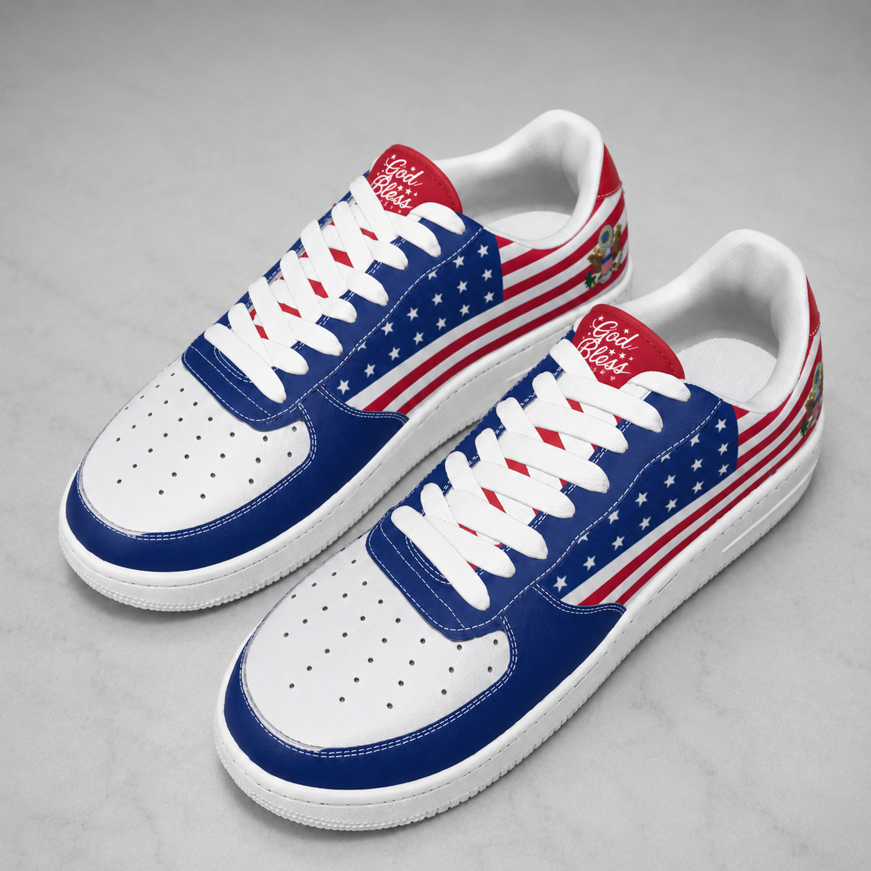 Christian Patriotic God Bless America Men's Air Force Shoes