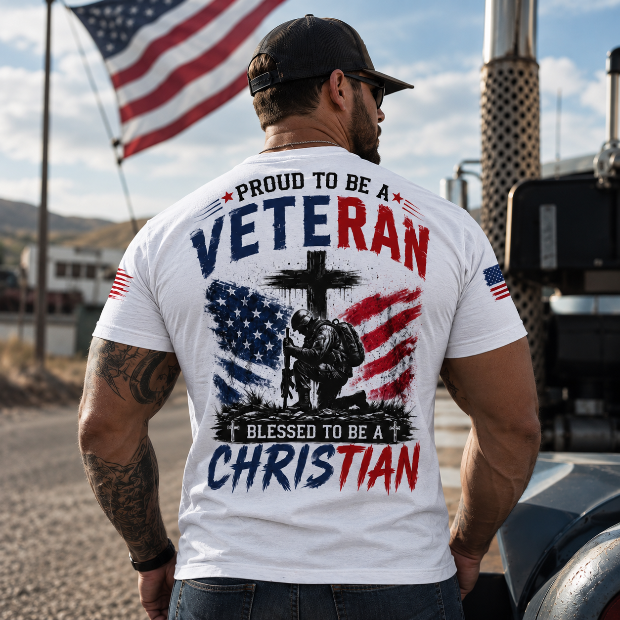 Proud To Be A Veteran Blessed To Be A Christian Shirt