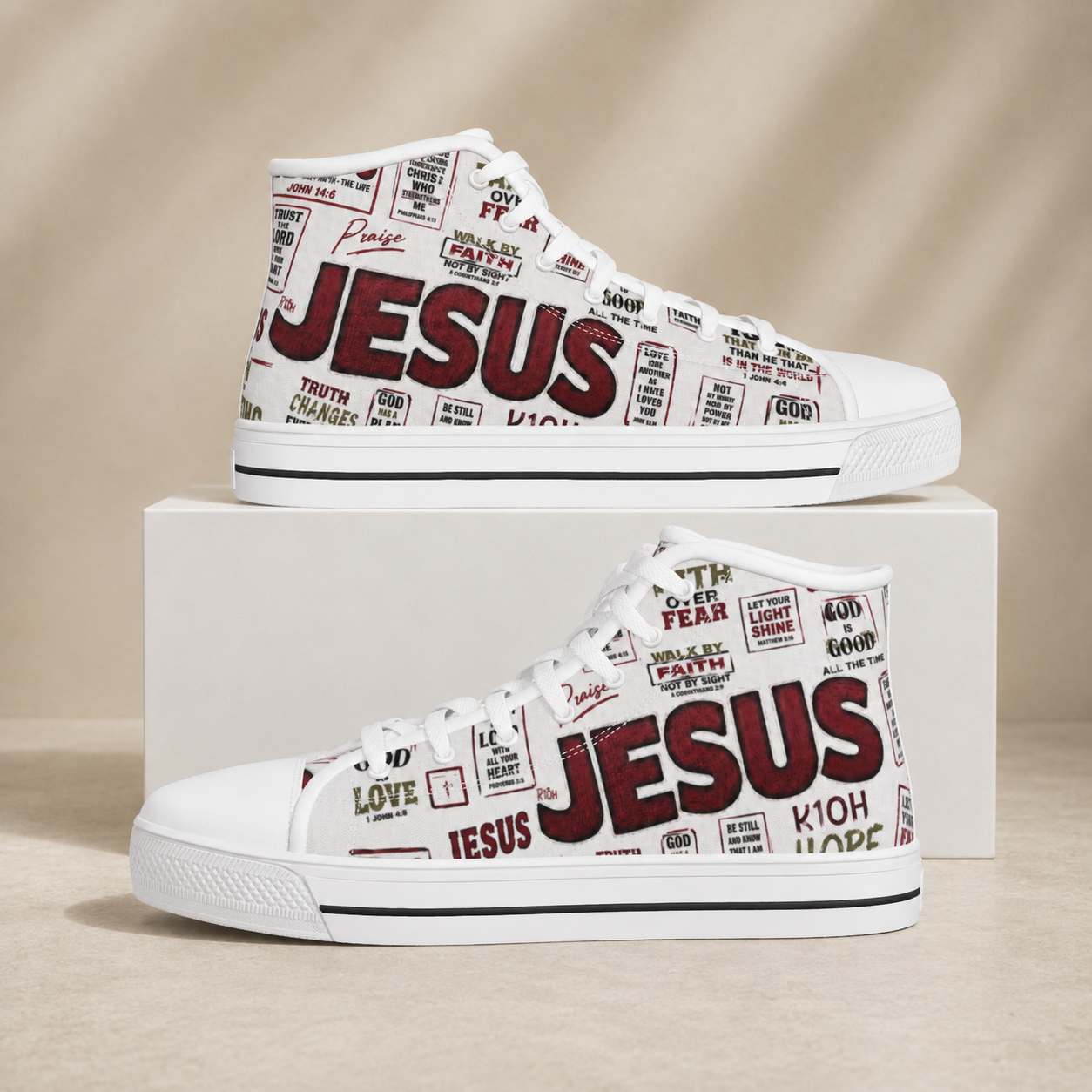 Jesus Scripture Collage Men's Canvas Shoes