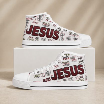Jesus Scripture Collage Men's Canvas Shoes