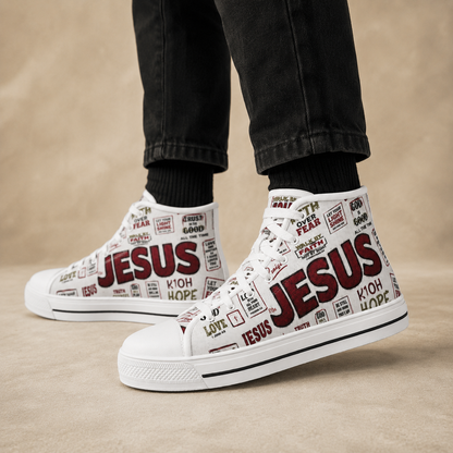 Jesus Scripture Collage Men's Canvas Shoes