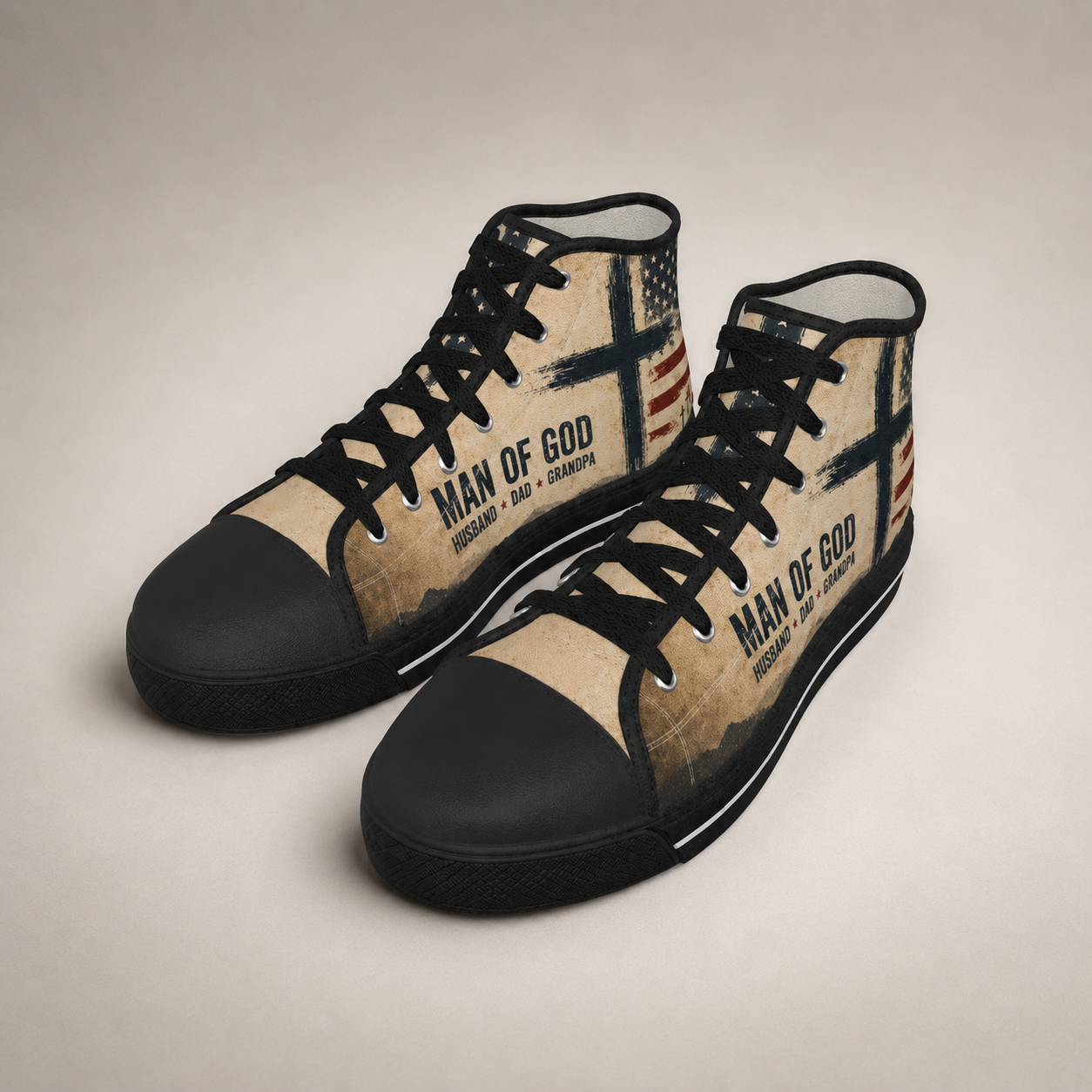 Christian Man of God Men's Black Sole Canvas Shoes