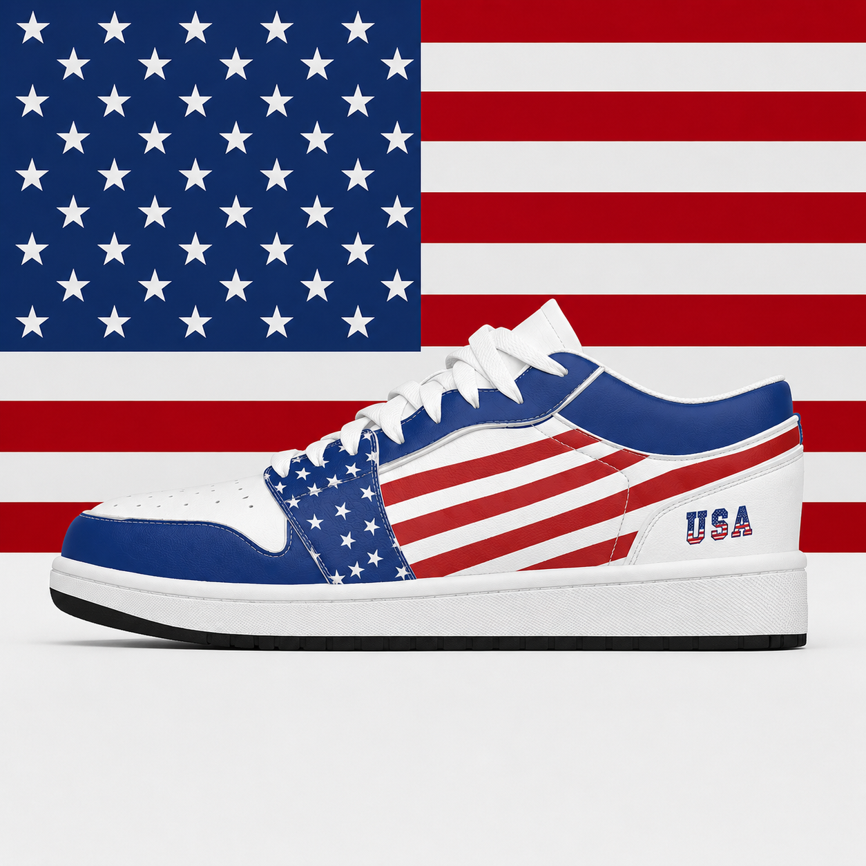 Christian Cross Patriotic - Men's Low State Leather Stitching Shoes