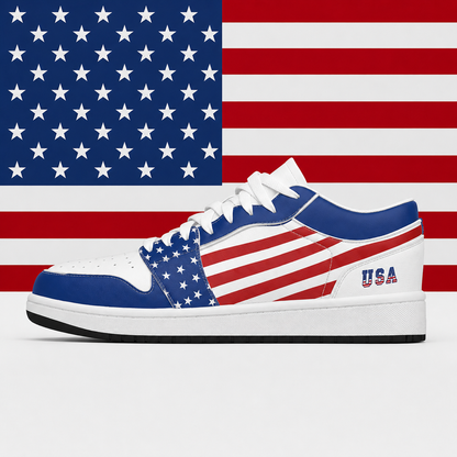 Christian Cross Patriotic - Men's Low State Leather Stitching Shoes