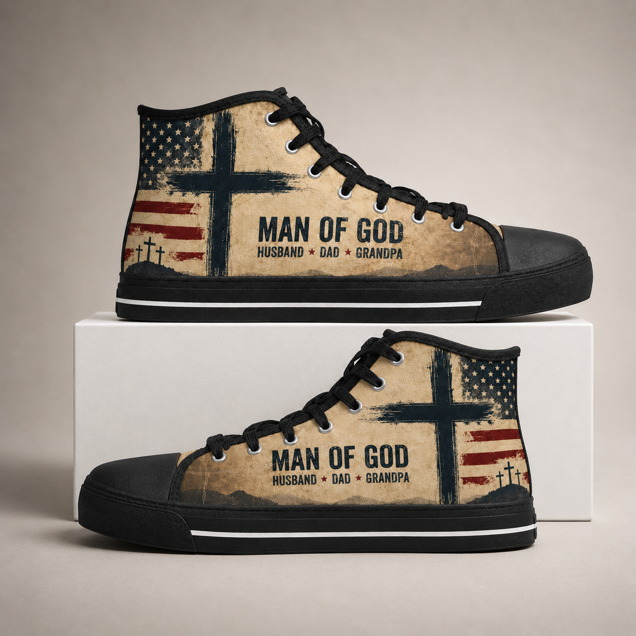 Christian Man of God Men's Black Sole Canvas Shoes