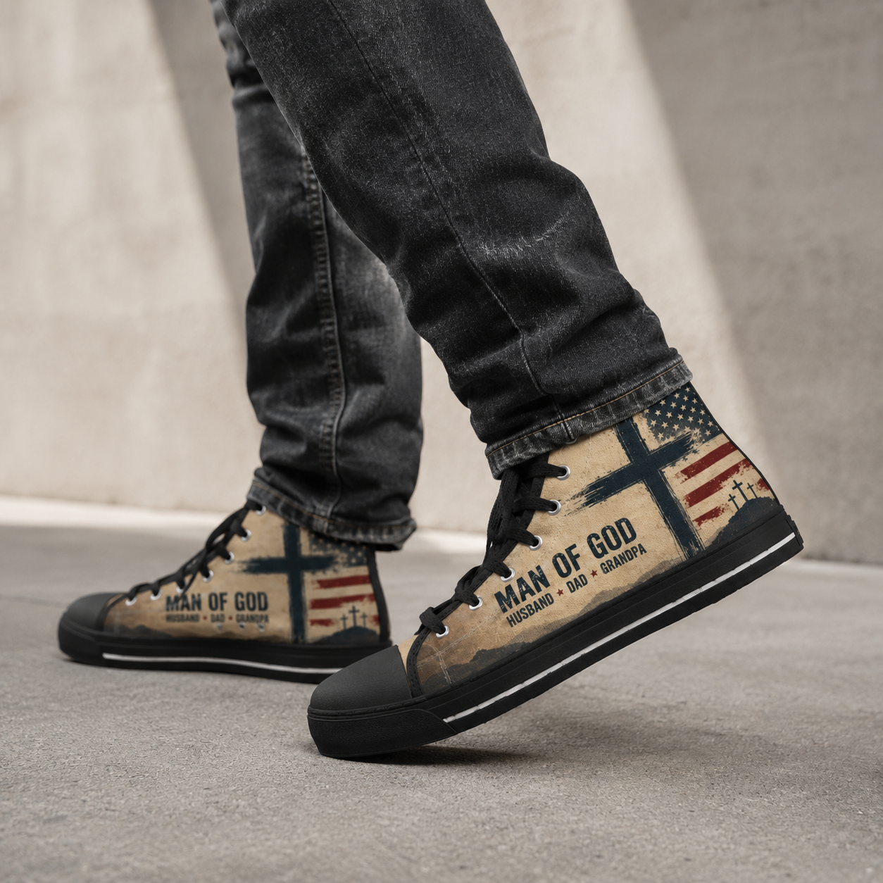 Christian Man of God Men's Black Sole Canvas Shoes