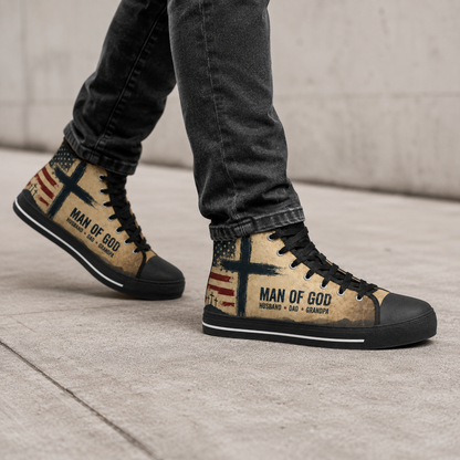 Christian Man of God Men's Black Sole Canvas Shoes