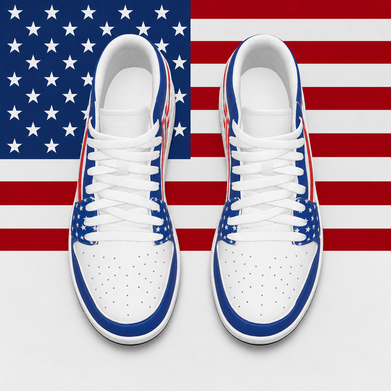 Christian Cross Patriotic - Men's Low State Leather Stitching Shoes