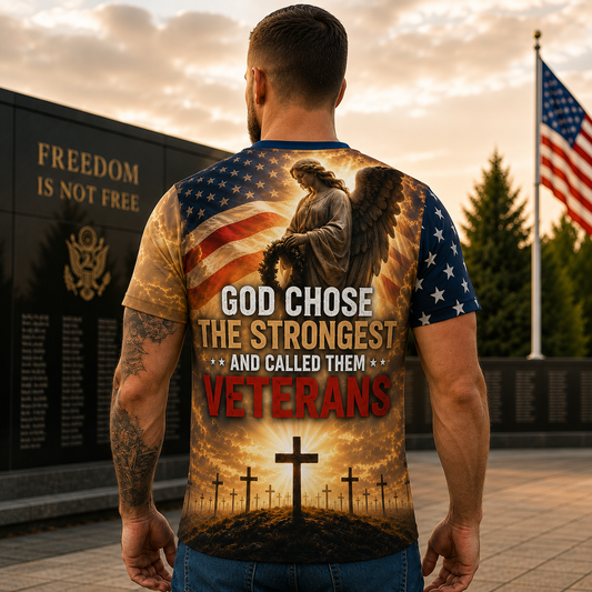 God Chose the Strongest Veterans Memorial T-Shirt