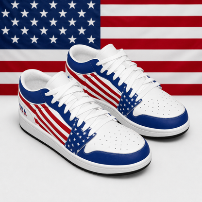 Christian Cross Patriotic - Men's Low State Leather Stitching Shoes