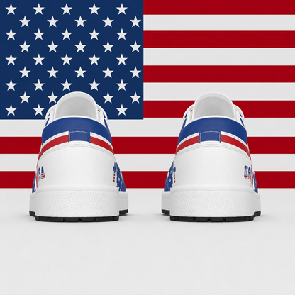 Christian Cross Patriotic - Men's Low State Leather Stitching Shoes