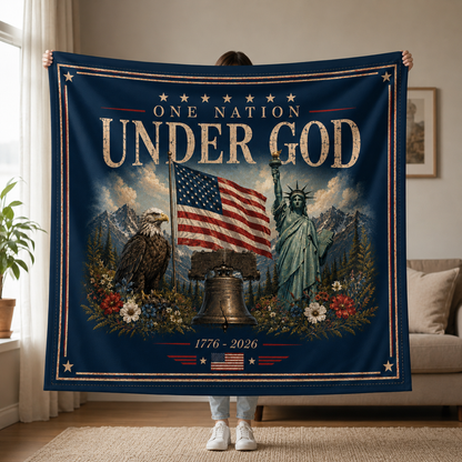DailyFits One Nation Under God Patriotic American Heritage Blanket