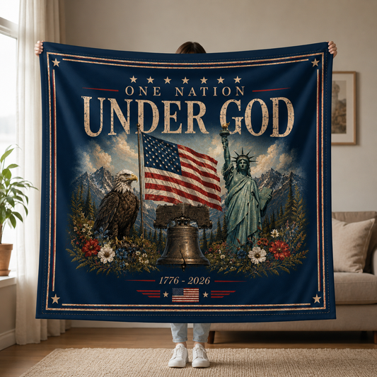 DailyFits One Nation Under God Patriotic American Heritage Blanket
