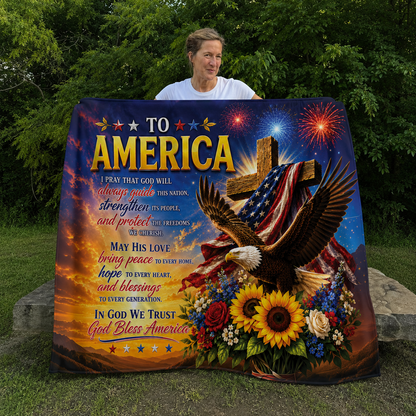 DailyFits God Bless America Christian Patriotic Eagle Blanket