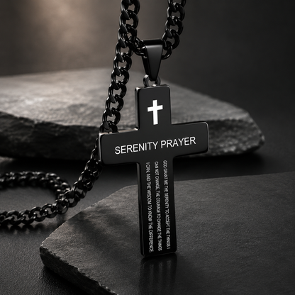 Serenity Prayer Cross Necklace for Men