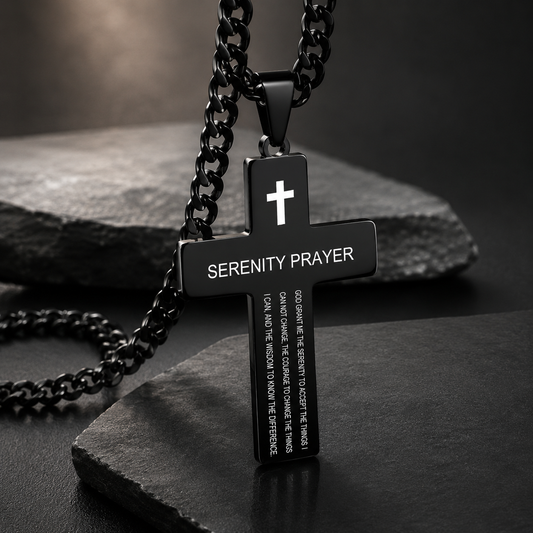 Serenity Prayer Cross Necklace for Men