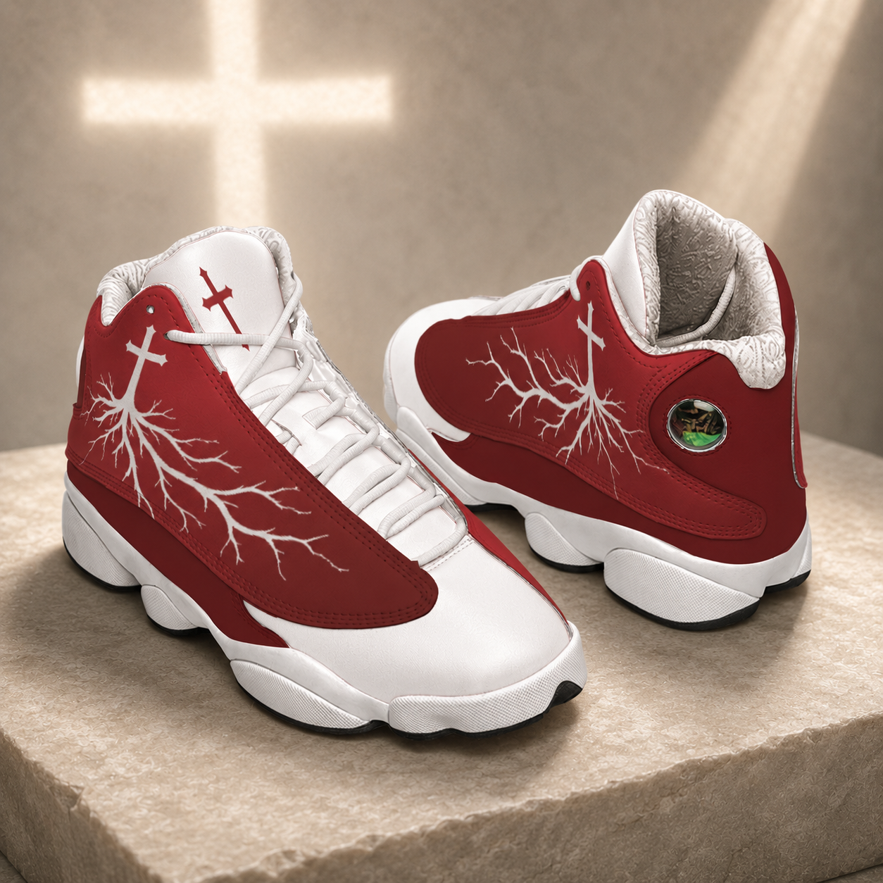 Rooted In Christ Cross Christian - Men's Curved Basketball Shoes With Thick Soles