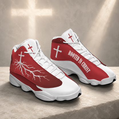 Rooted In Christ Cross Christian - Men's Curved Basketball Shoes With Thick Soles
