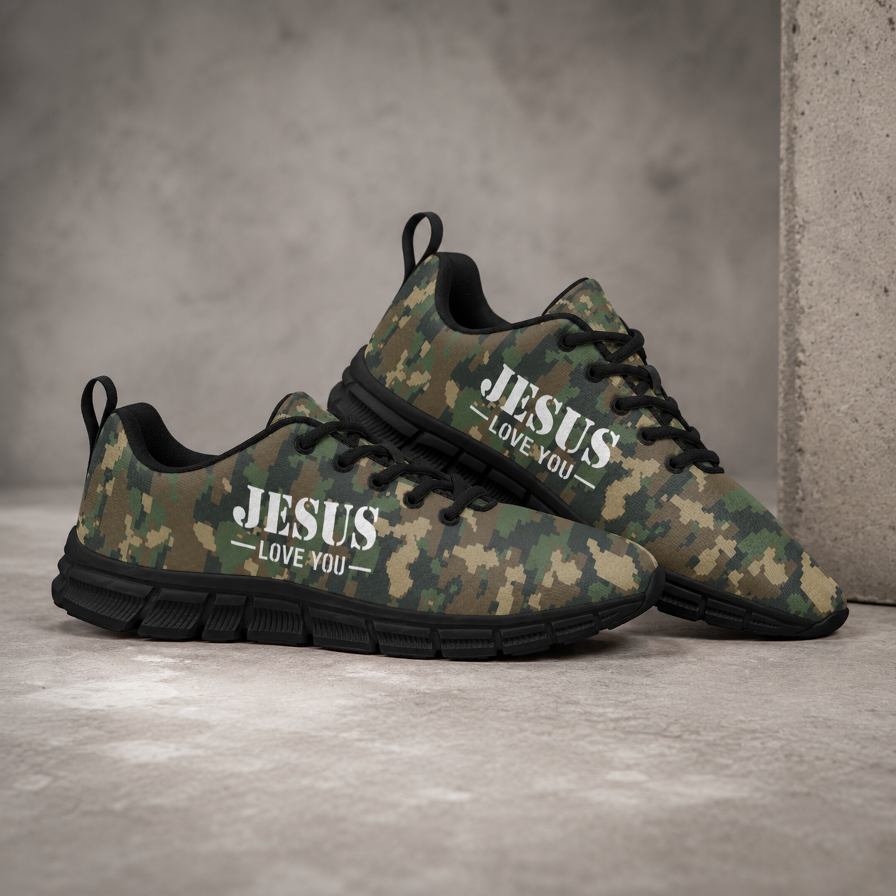 Jesus Love You Camo - All-Over Print Men's Sports Shoes With Black Sole