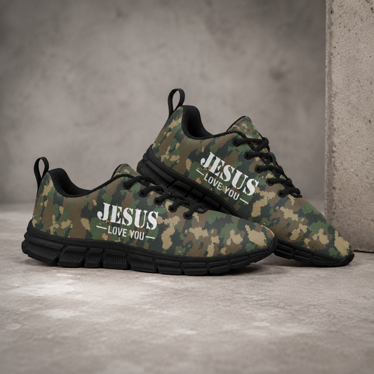 Jesus Love You Camo - All-Over Print Men's Sports Shoes With Black Sole