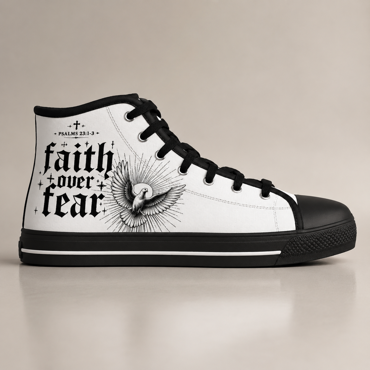Faith Over Fear Men's Black Sole Canvas Shoes