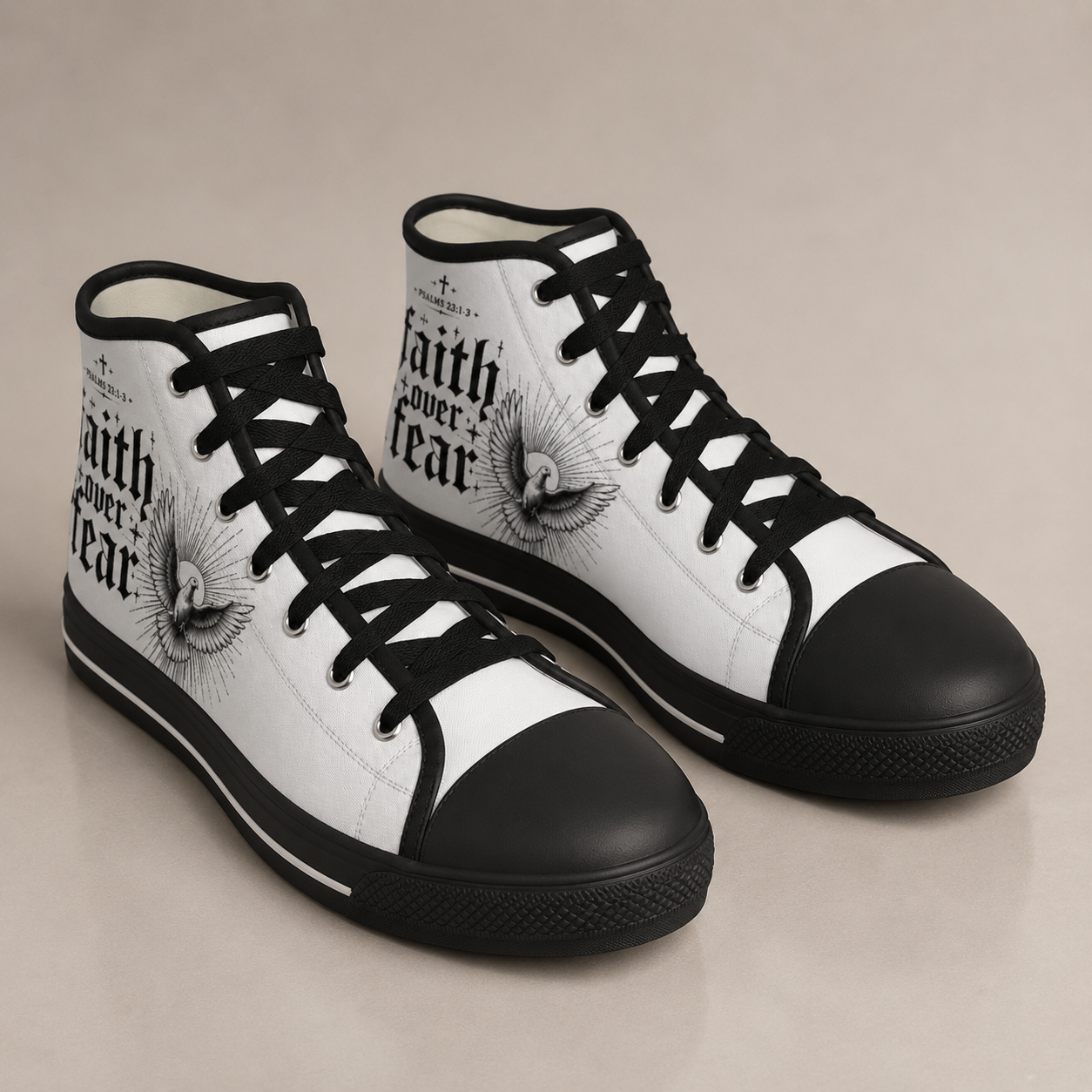 Faith Over Fear Men's Black Sole Canvas Shoes