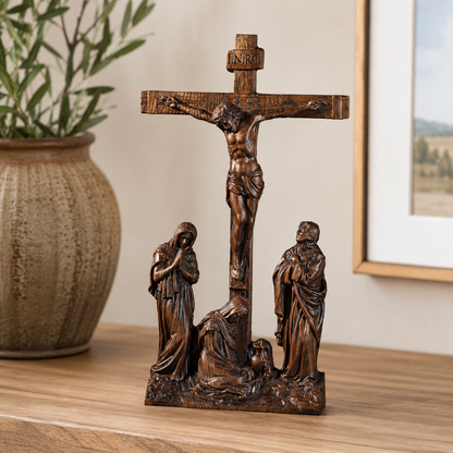 Handmade Wooden Standing Crucifix Wall Cross
