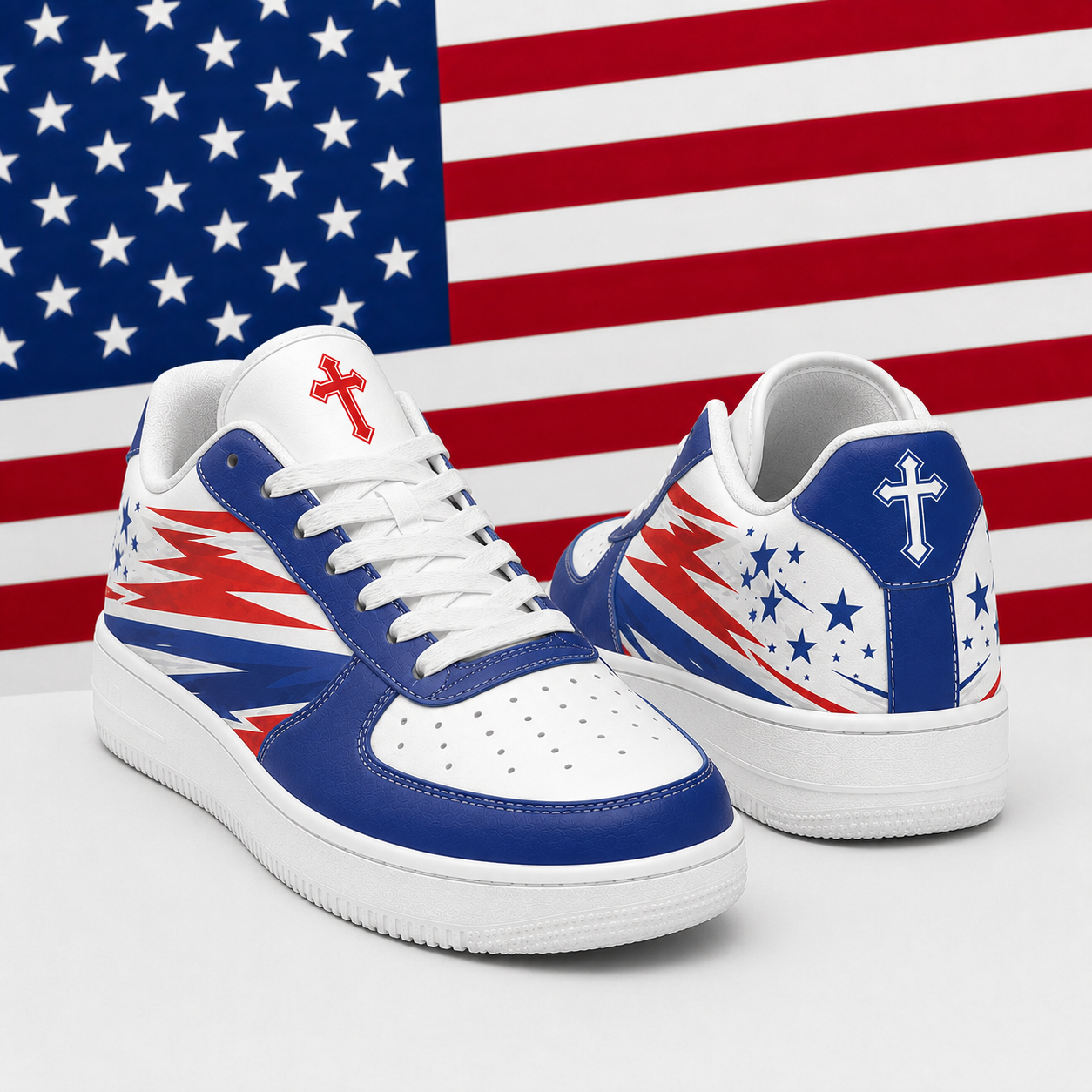 Patriotic Christian Cross Men's Air Force Shoes