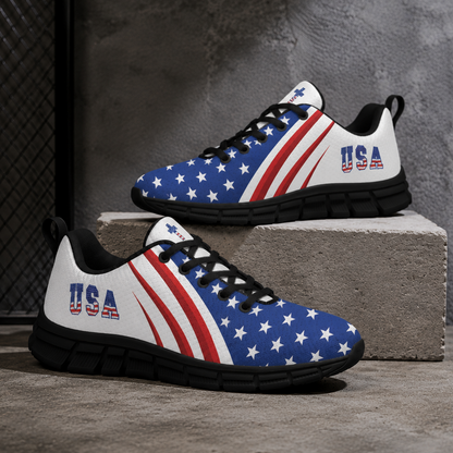 Christian Cross Patriotic - All-Over Print Men's Sports Shoes With Black Sole