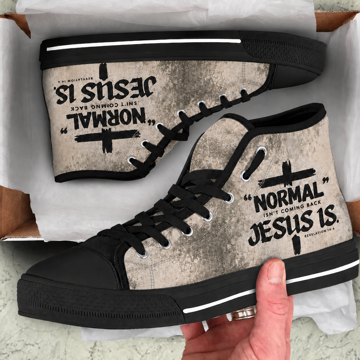Christian Normal Isn’t Coming Back Jesus Is Men's Black Sole Canvas Shoes
