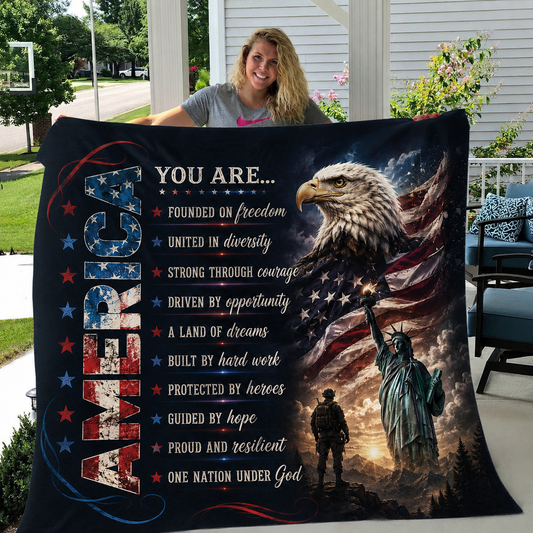 DailyFits America One Nation Under God Patriotic Eagle Blanket