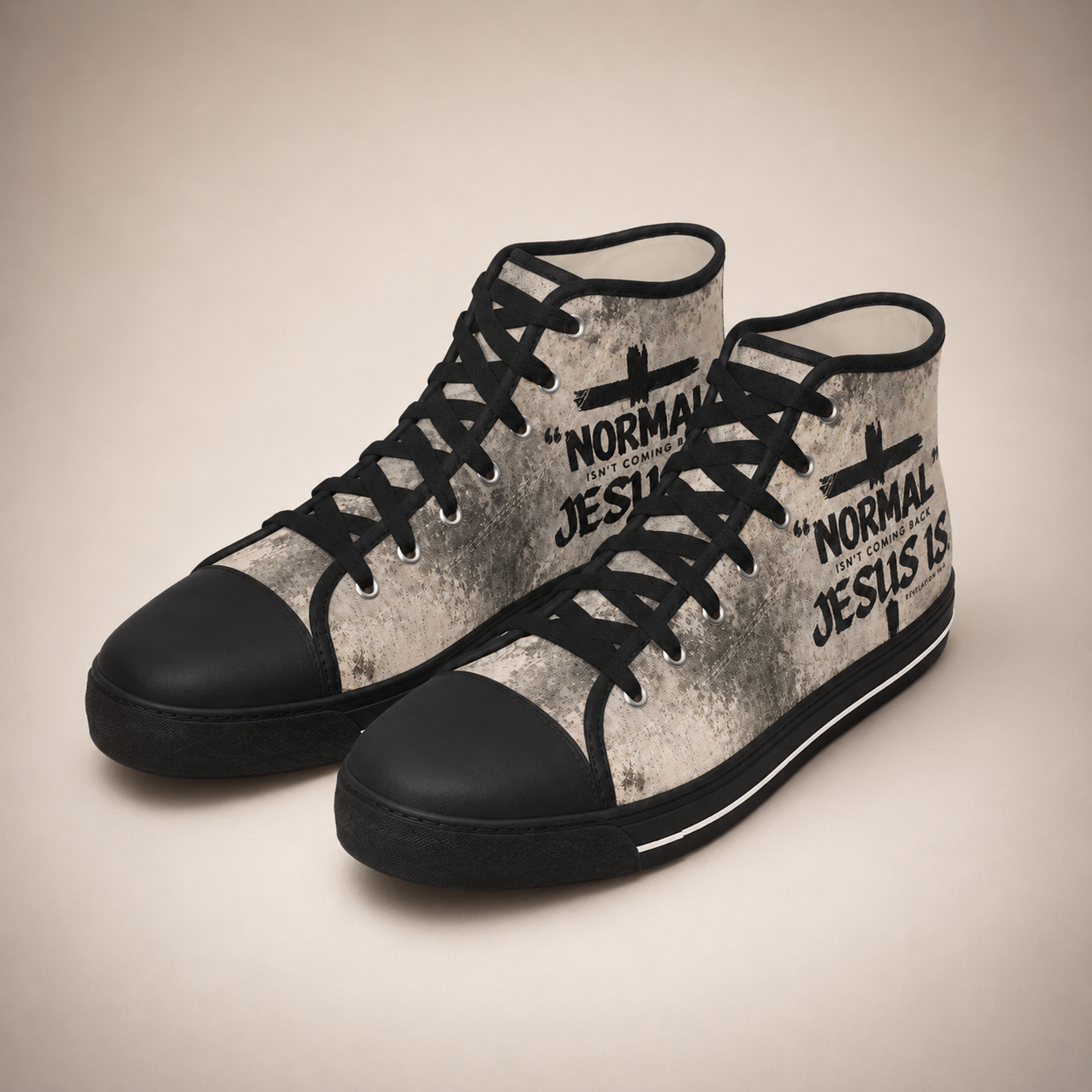 Christian Normal Isn’t Coming Back Jesus Is Men's Black Sole Canvas Shoes