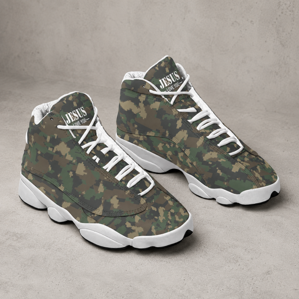 Jesus Love You Camo - Men's Curved Basketball Shoes With Thick Soles
