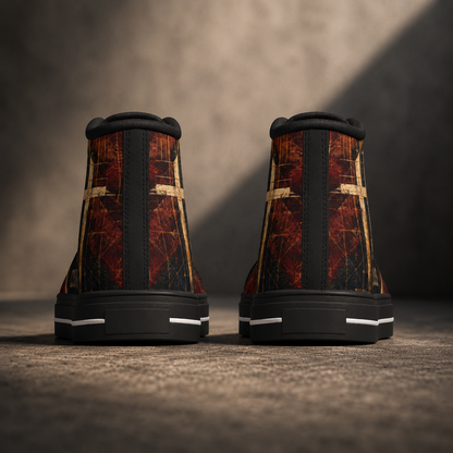 Be Strong and Courageous Lion Men's Black Sole Canvas Shoes