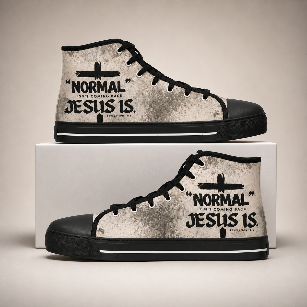 Christian Normal Isn’t Coming Back Jesus Is Men's Black Sole Canvas Shoes