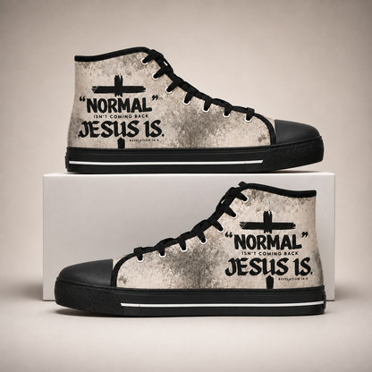 Christian Normal Isn’t Coming Back Jesus Is Men's Black Sole Canvas Shoes