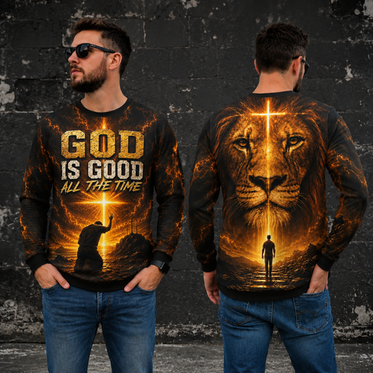 God Is Good All The Time Lion of Judah Christian Sweatshirt