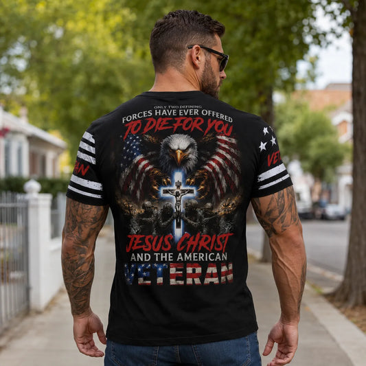 Jesus Christ and the American Veteran Christian Patriotic T-Shirt