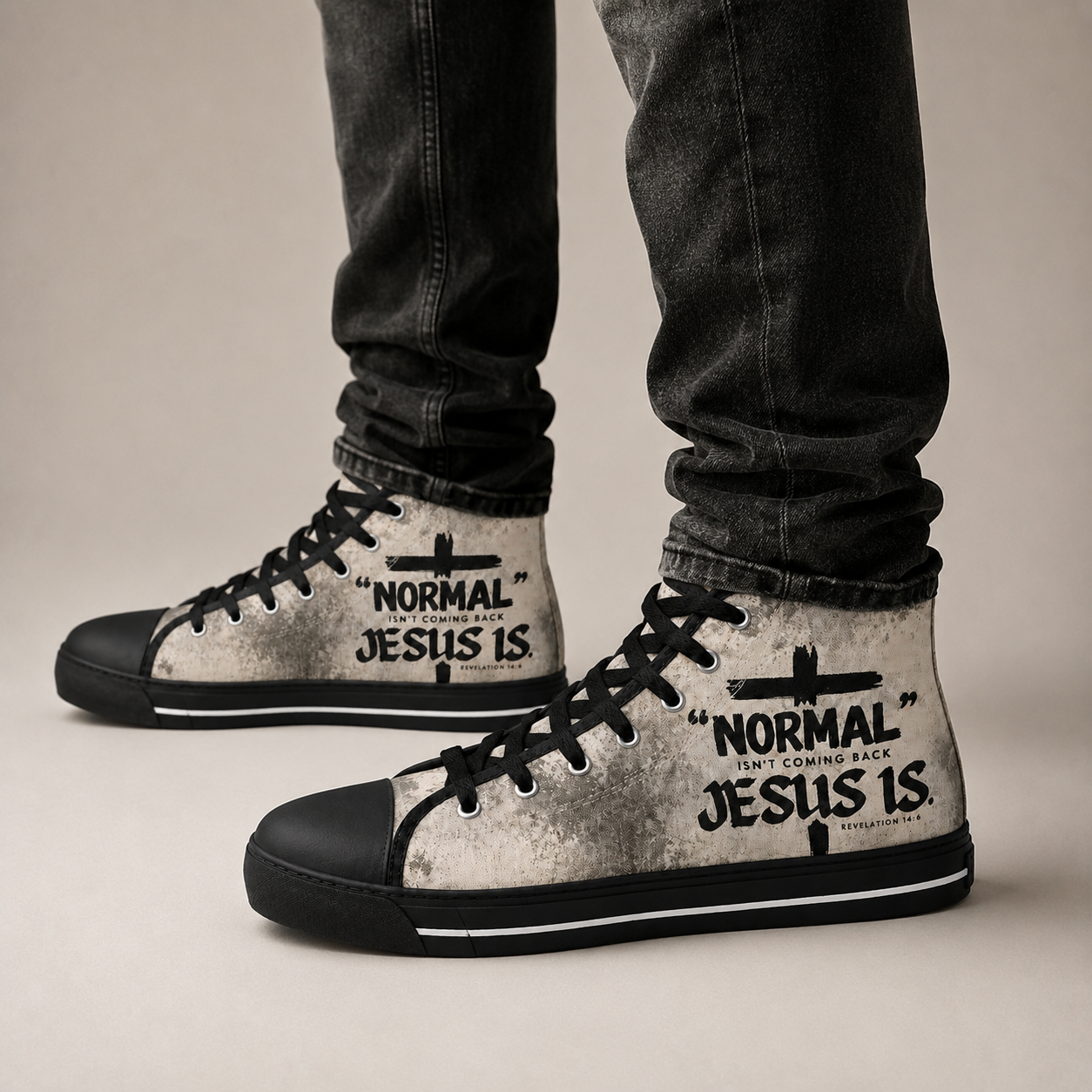 Christian Normal Isn’t Coming Back Jesus Is Men's Black Sole Canvas Shoes