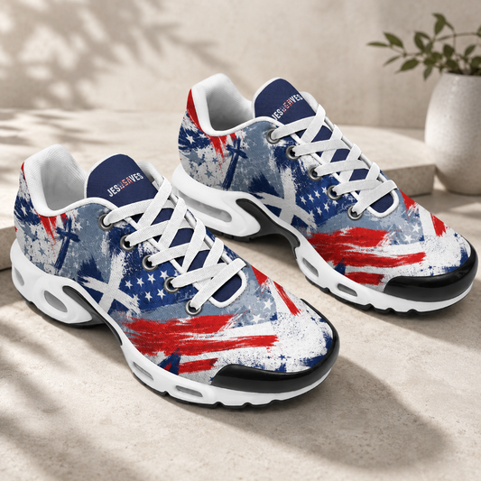 Jesus Saves Patriotic - Men's Air Cushion Sports Shoes