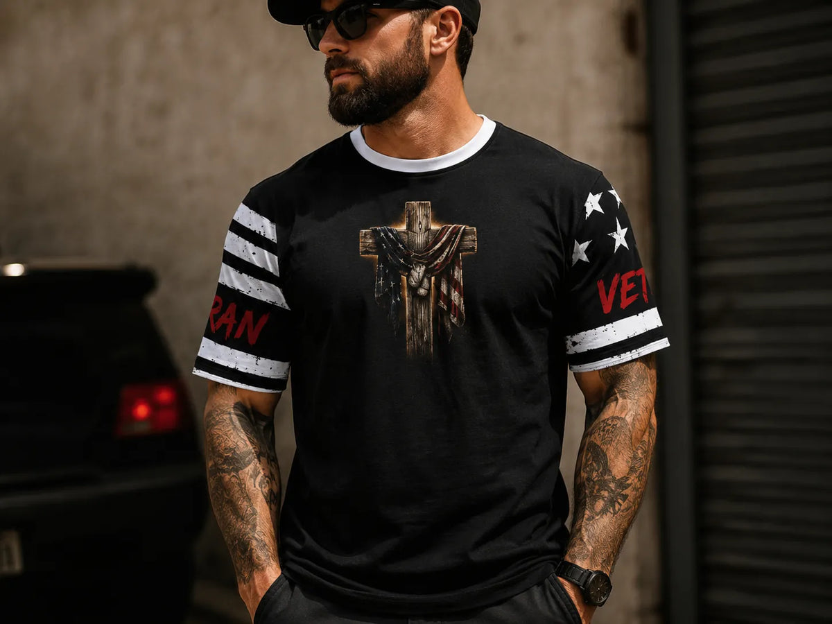 Jesus Christ and the American Veteran Christian Patriotic T-Shirt