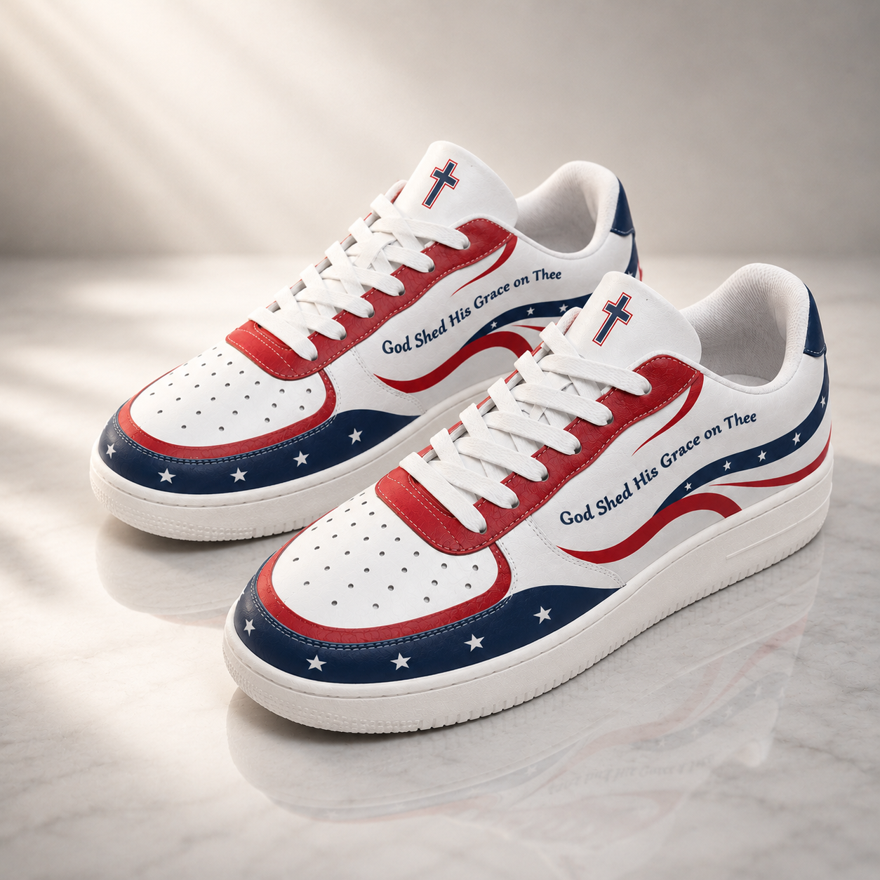 Christian Patriotic God Shed His Grace Men's Air Force Shoes