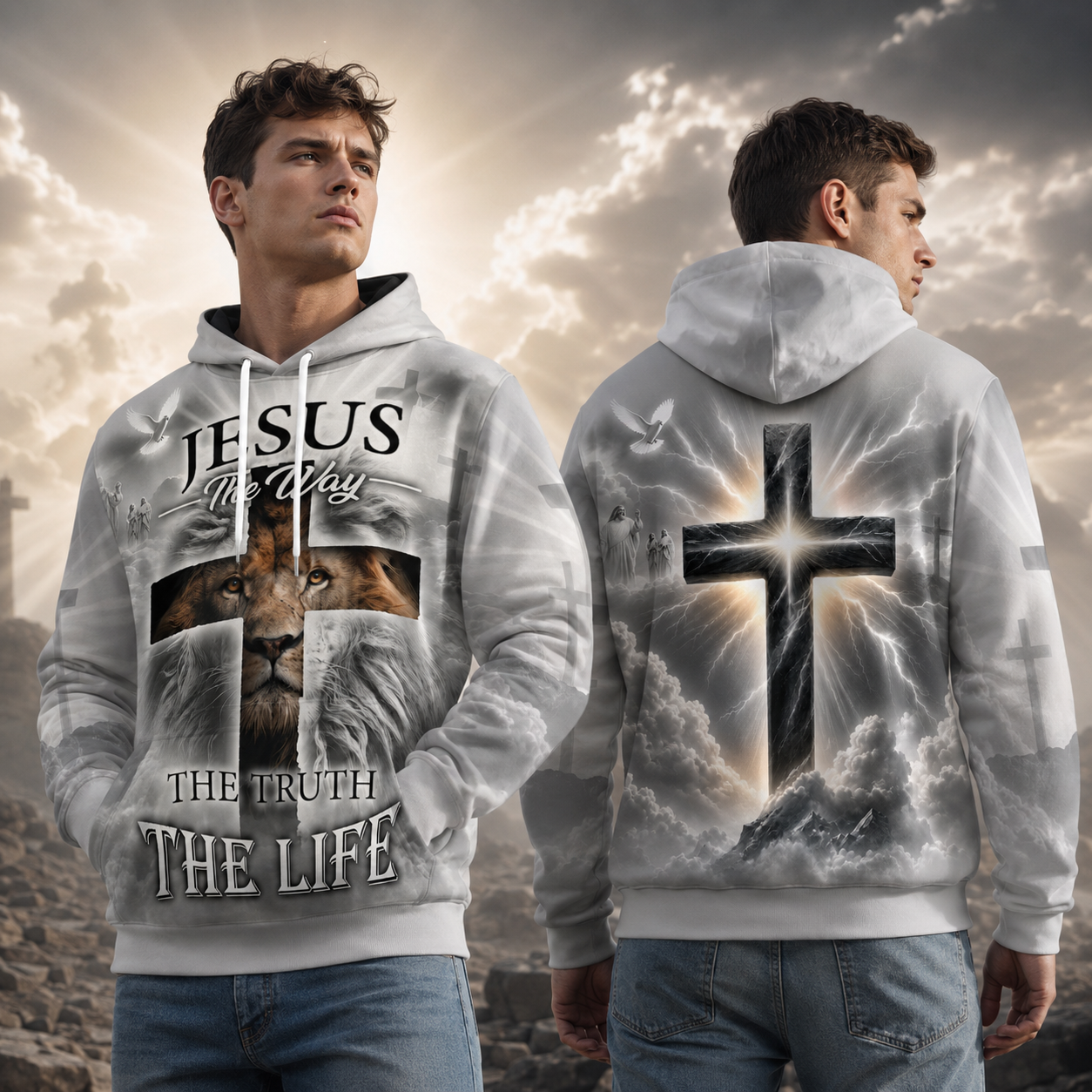 Jesus The Way The Truth The Life Lion Christian Hoodie