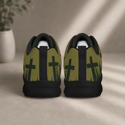 Faith Mountain Cross - All-Over Print Men's Sports Shoes With Black Sole