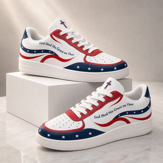 Christian Patriotic God Shed His Grace Men's Air Force Shoes