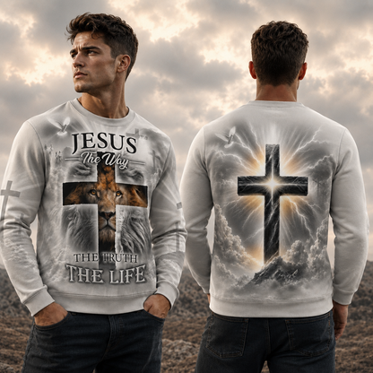 Jesus The Way The Truth The Life Lion Christian Sweatshirt